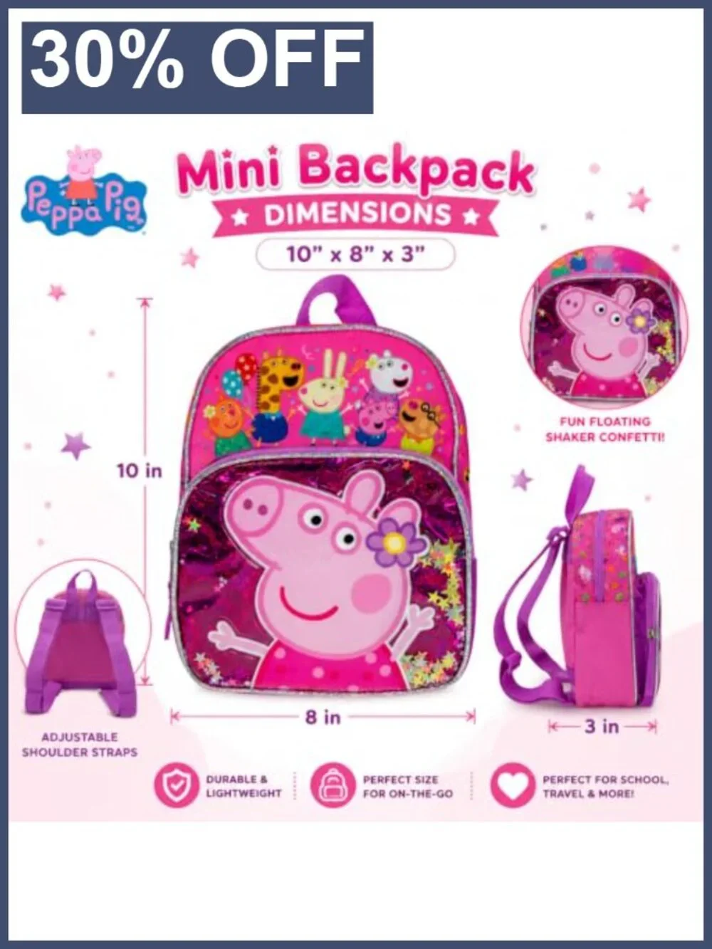 Peppa Pig Mini Backpack Durable Polyester Kids Travel School Bag